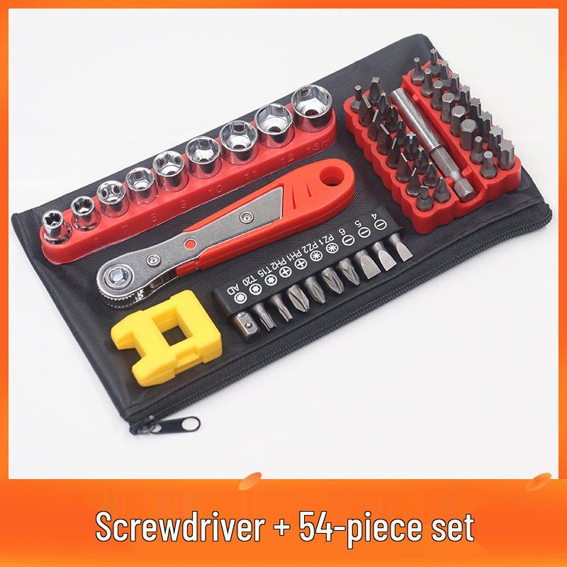 36-Tooth Ratchet Screwdriver and Bit Socket Set with L-Shaped Wrench for Household Repairs