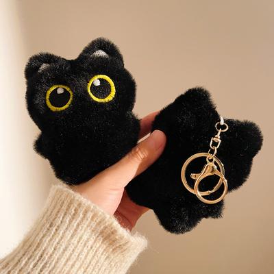 Cartoon Cute Black Cat Key Chain Plush Toy Doll Small Pendant Cuddly Pillow Cushion Black Cat For Boys Girls Birthday Gifts