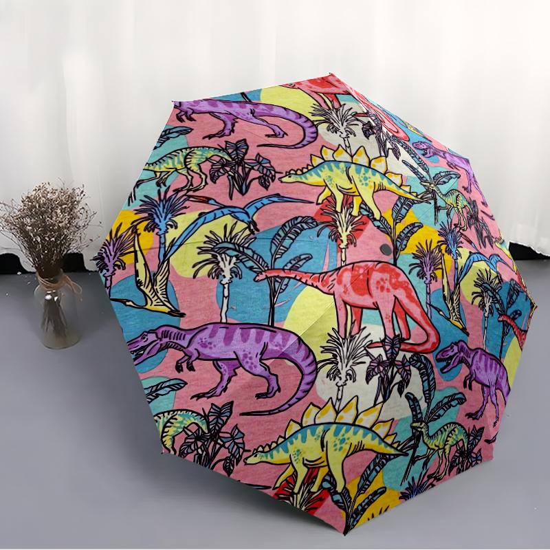 1 PC Automatic Folding Umbrella - Dinosaur Pattern, Portable & Foldable Design with 8 Ribs, Christmas Birthday Gifts