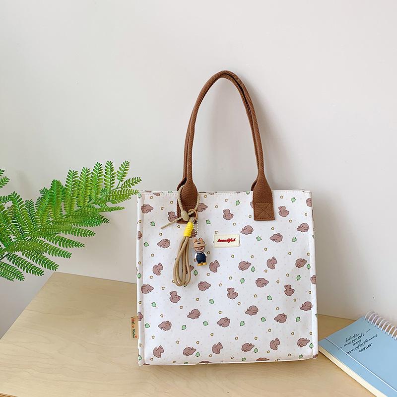 Korean Lazy Style Large Canvas Tote Bag - Fashionable, Versatile, High-End Women's Commuter Shoulder Bag