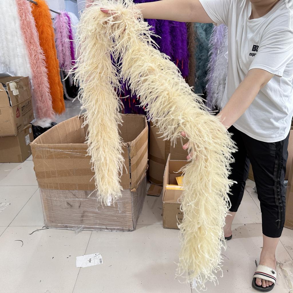 DIY 8 Ply Ostrich Feather Boas 4M for Craft Party Shawl Wedding Drees Clothes Carnival Stage Decor Fluffy Ostrich Plumes Scarf Trim