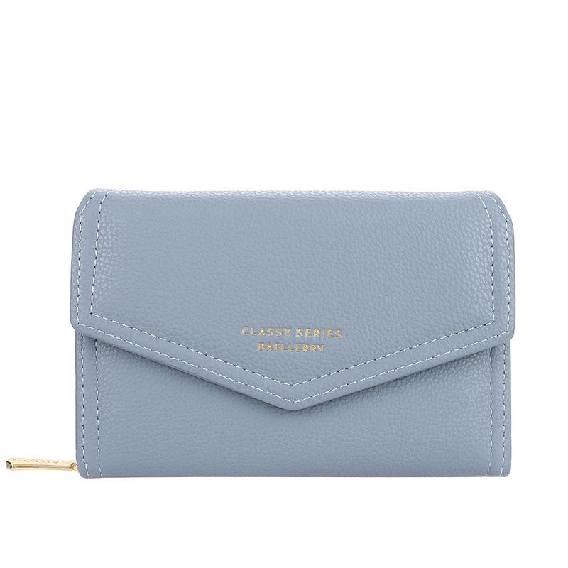 Women's Short Wallet - Baellerry Korean Style Lychee Pattern Zipper Coin Purse, Fashionable Handheld Small Wallet