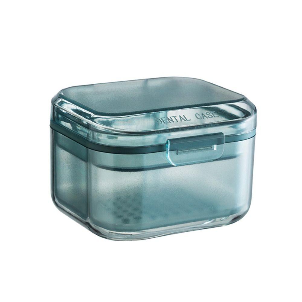 

Orthodontic Retainer False Teeth Storage Box Denture Bath Box Teeth Braces Box Dental Storage Case синий