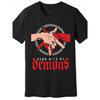 Herren T-Shirt mit 'My Devil' Muster - Schwarzes Baumwoll-T-Shirt mit Kräftigem Rot-Weißem Gotisch Humorvollem Aufdruck Lässiges Hemd