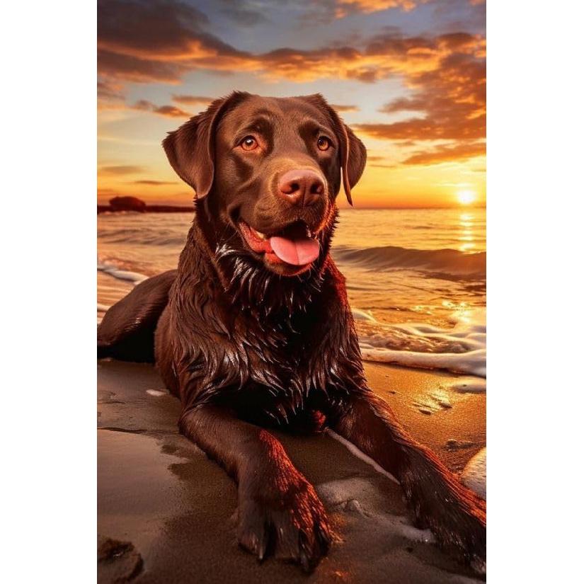 Jigsaw Puzzles Chocolate lab Soaking up The Sunset 1000 Piece Jigsaw Puzzle challenging and Stimulating Puzzle Game, Wall Art Unique Gift.
