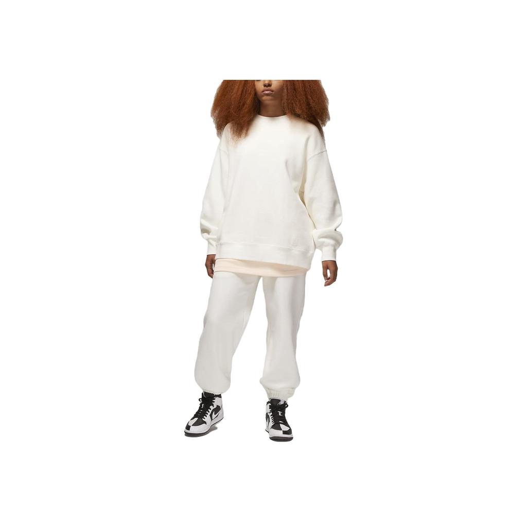 Jordan Logo Crew Neck Pullover Sweatshirt Women Tops White FB5117-133