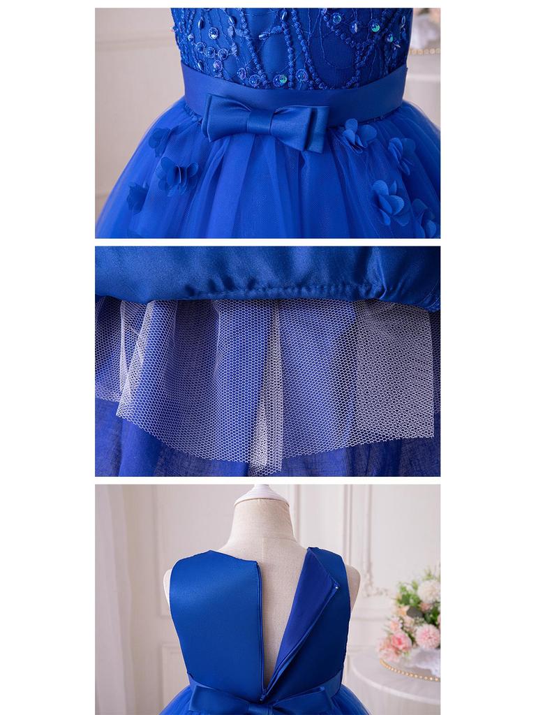 New Puffy Bridesmaid Girl's Dress with Layered Butterfly Design - Princess Evening Gown for Weddings or Festivals