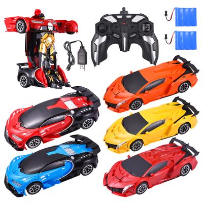 Remote Control Car, Transform Toys for Boys and Girls, One Button Deformation To Robot with Lights a