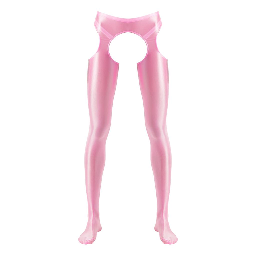 Collant Uomo con Taglio a Forcella Senza Cavallo Collant Lucidi a Vita Media Leggings