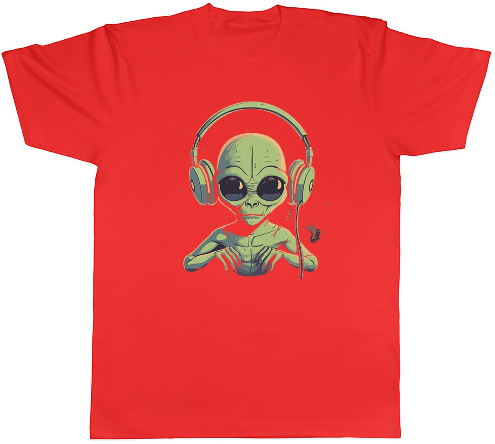 Alien Music Headphones Unisexs TShirt DJ Dance Party Rock Roll Indie Unisex Tee S