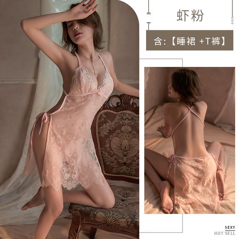 Sex Underwear Long Dress Backless Women's Sexy Lace Uniform Temptation Suspender Lace Up European and American