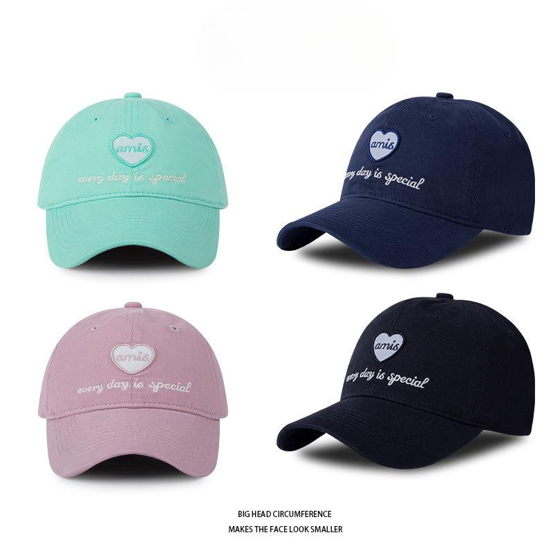 New Soft Top Love Embroidery Face Showing Small Baseball Hat for Women In Spring and Summer Korean Version Versatile Sun Protection Baseball Cap