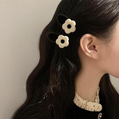 Romanee Manor - Pince à cheveux florale en velours noir rétro français pour femmes, Élégante pince latérale pour frange
