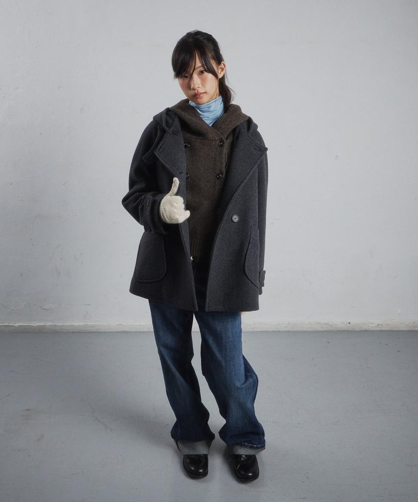 CGP (Women) Double-Button Half Coat - Dark Grey