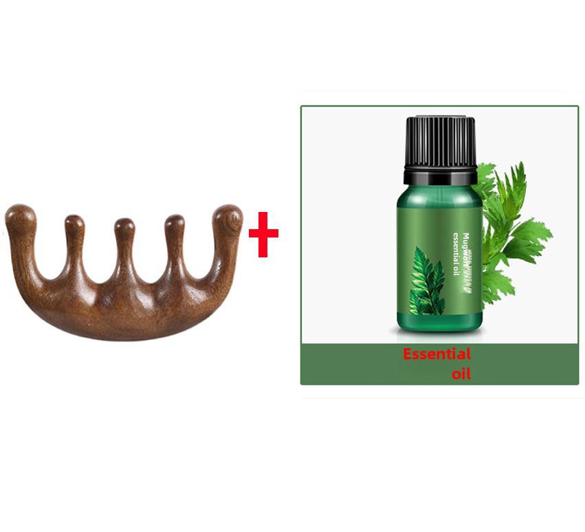 One Piece Gold Sandalwood Five-Tooth Massage Comb for Head and Meridian Stimulation.