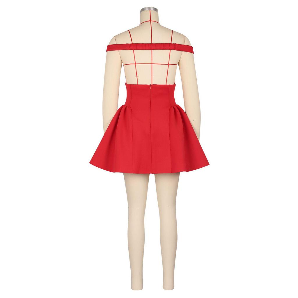 European & American Women's Sexy V-Neck Puff Sleeve Party Dress - Summer Nightclub Style