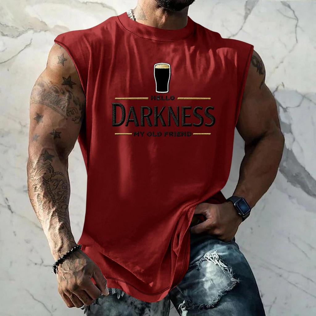 Men Sleeveless Tank Top Muscle Shirt with Beer Graphic Print Casual Summer Vest Lightweight Cotton Blend Comfortable Fit