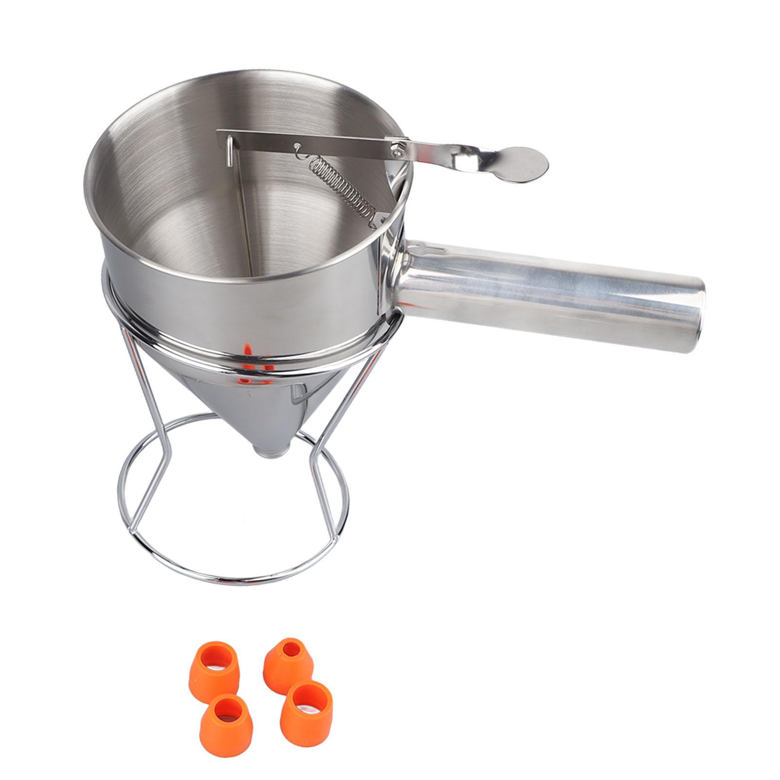1200ml Pancake Batter Dispenser with 4 Silicone Spout Stainless Steel Batter Dispenser for Pancakes Cupcakes Baking Tool