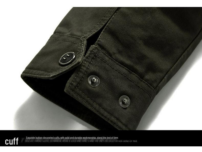 2024 Men's Casual Slim Fit Brown Cotton Work Jacket with Side Pockets & Zipper