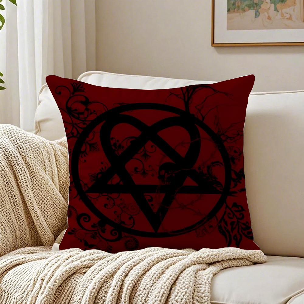 HHim OOrnateES HHeartagram Art Cushion Cover Linen Pillowcase Soft for Sofa Bed Home Room Decor