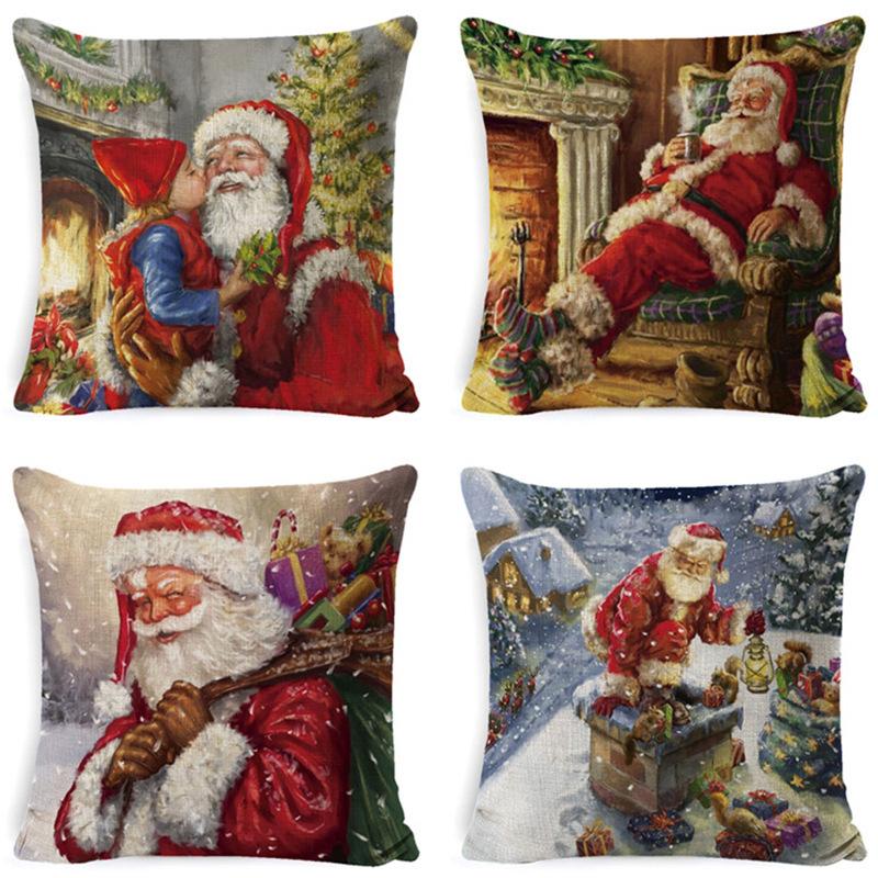 Christmas Pillow Home European Linen Sofa Cushion Cushion New Pillow Case