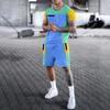 Men's Graphic Color Block 2pcs TeesShorts and T Shirt Set T-Shirt Outfits Short Sleeve Crew Neck Designer