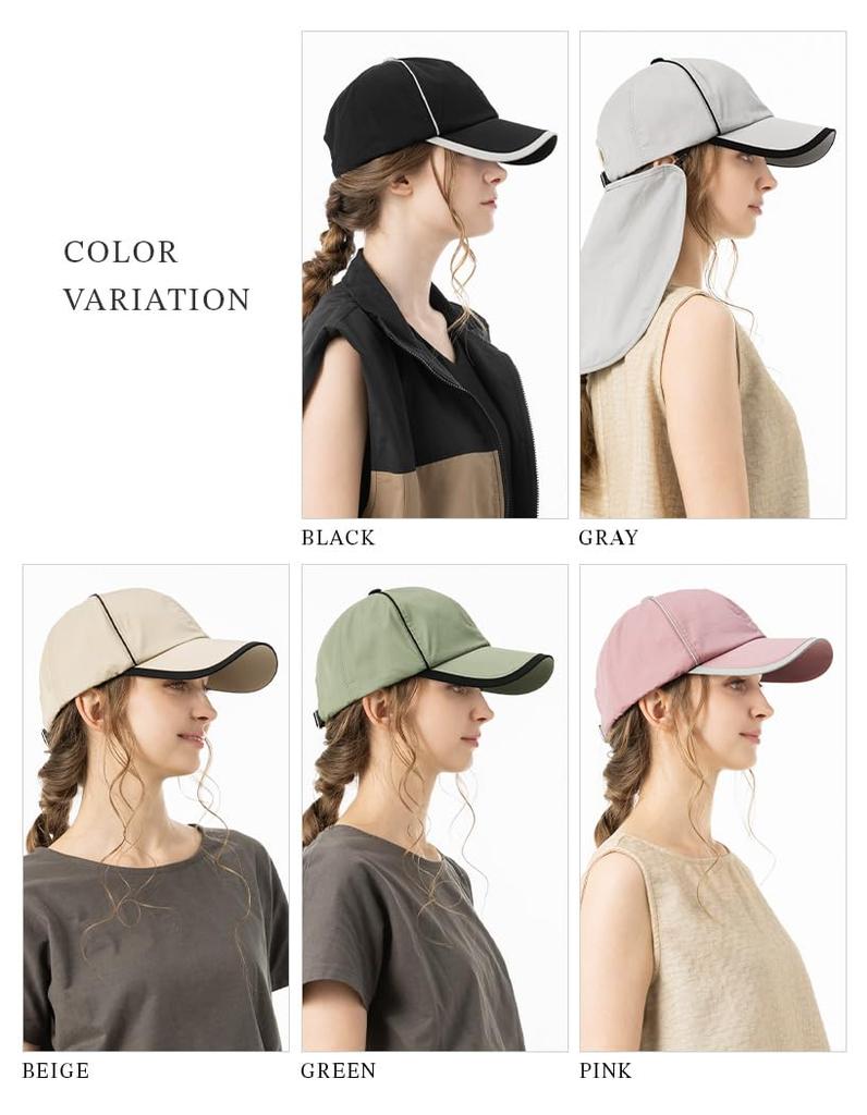 [Loo&c] Loo&c Hats, Caps, Women's, Large Sizes, Deep, Nora Cap, Cool to the Touch, Neck Guard, Cotton, 100% Blackout, UV Protection, UV Protection,