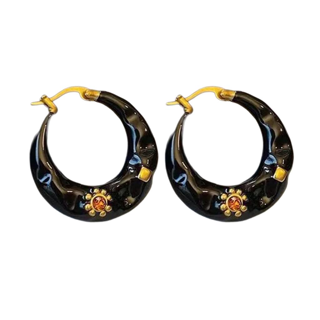 Vintage Enamel Drip Glaze Hoop Earrings Exquisite Ear Accessories Statement Jewelry for Party and Everyday Wear