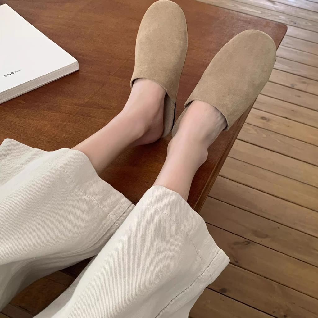 Baotou half slippers children wear 2025 new simple thick-soled lazy Muller women's shoes out slippers in autumn and winter