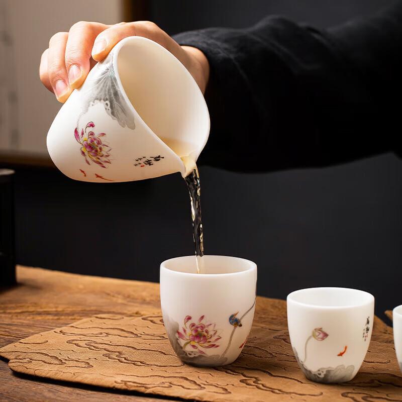 Mo De Lan Ka Gold-Painted White Porcelain Lotus Tea Sharing Pitcher