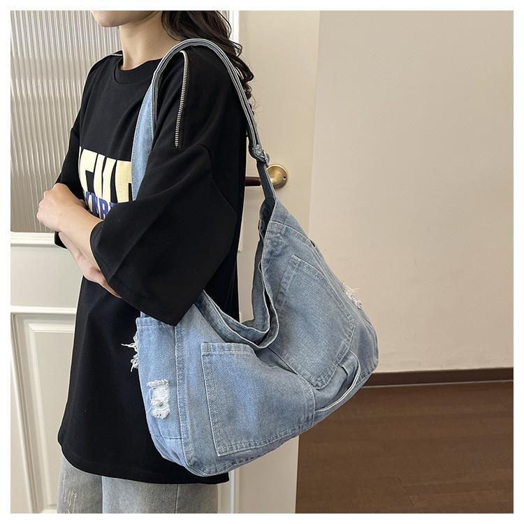 IELGY Denim Bag Fashion Commuter Shoulder Large Capacity Crossbody Bag