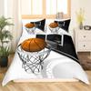 Basketball Duvet Cover Black Gold Bedding Set Black and Golden Basketball Court Design Comforter Cover Sports Games Quilt Cover