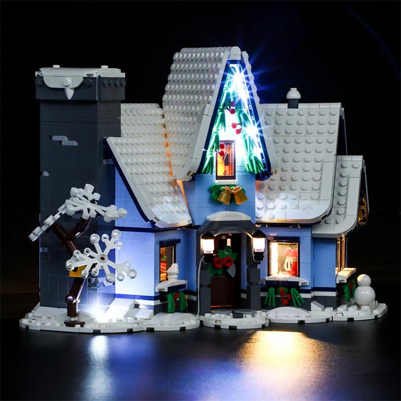Gör-det-själv LED-belysningskit för LEGO Icons 10293 Jultomtens Besök Byggklossleksak Dekoration Justerbara Belysningstillbehör