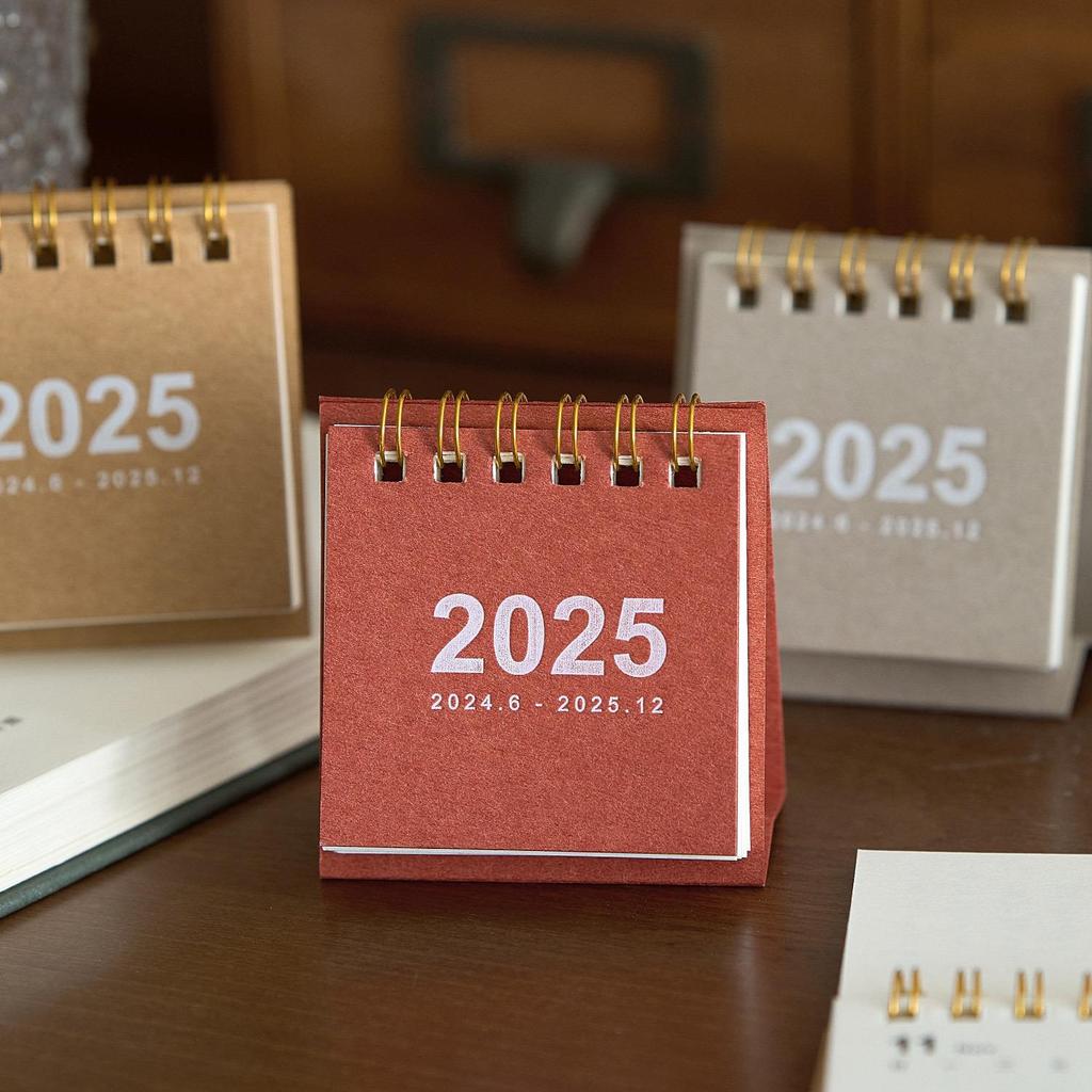 2025 Mini MUJI-Style Retro Desk Calendar | Punch Card & Lunar Features | Desktop Decoration & Ornaments