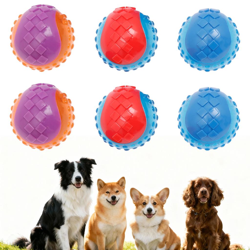 6 Stück leuchtender Ball Hundespielzeug hüpfender Hund sicherer Kauspielball Haustier Farbe Quietscheball Interaktives Spielzeug Haustierbedarf für Katze Hundetraining