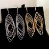 Exaggerated Long Tassel Dangle Earrings Oval Hollow Ear Hook Temperament Charm Ear Clip  Gift