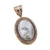 Natural Green Dendrite Opal 925 Sterling Silver Gift TwoTone Pendant 1.50" n7S57