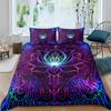 2/3dílná Sada na postel Bohemian Lotus Sada povlaku na přikrývku Mandala Květinový povlak na přikrývku Pro dospělé Černá Polyesterová sada ložního prádla Queen King Twin Pro teenagery