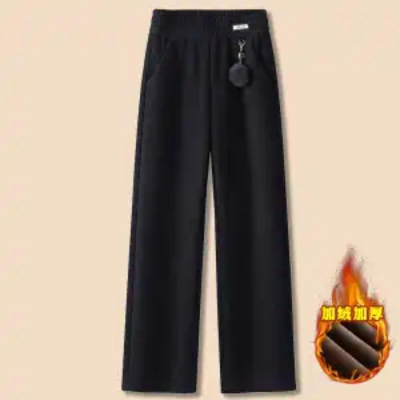Women's New Style of Autumn and Winter Spliced Elastic High Waist Pocket Loose Casual Trousers