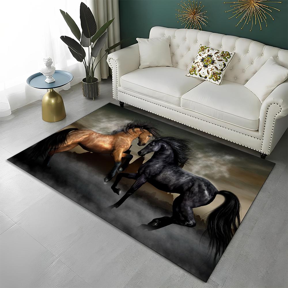 3D Animal Pentium Gallant Horse Steed Carpet Rug for Home Living Room Bedroom Sofa Doormat Decor,kid Area Rug Non-slip Floor Mat