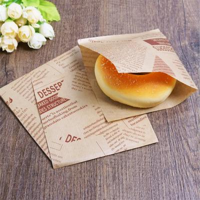 100Pcs Disposable Kraft Paper Sandwich Donut Bread Bags Hamburger Food Packing Restaurant Supply Pouches