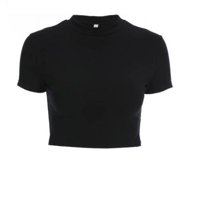 Solid Color Women's Top Sexy Oversized Sexy Open Navel Cross Strap Short Sleeve T-shirt Tight-fitting Top