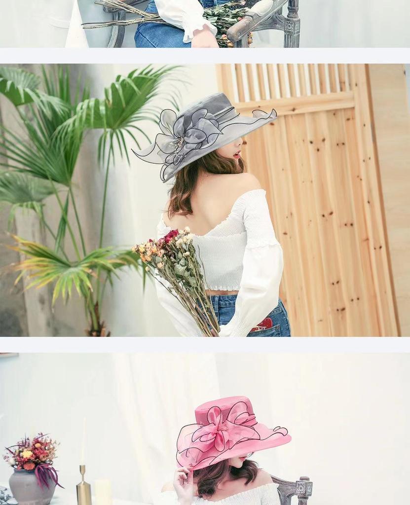 Women's Retro Organza Mesh Sun Hat - European & American Style for Summer Outdoors