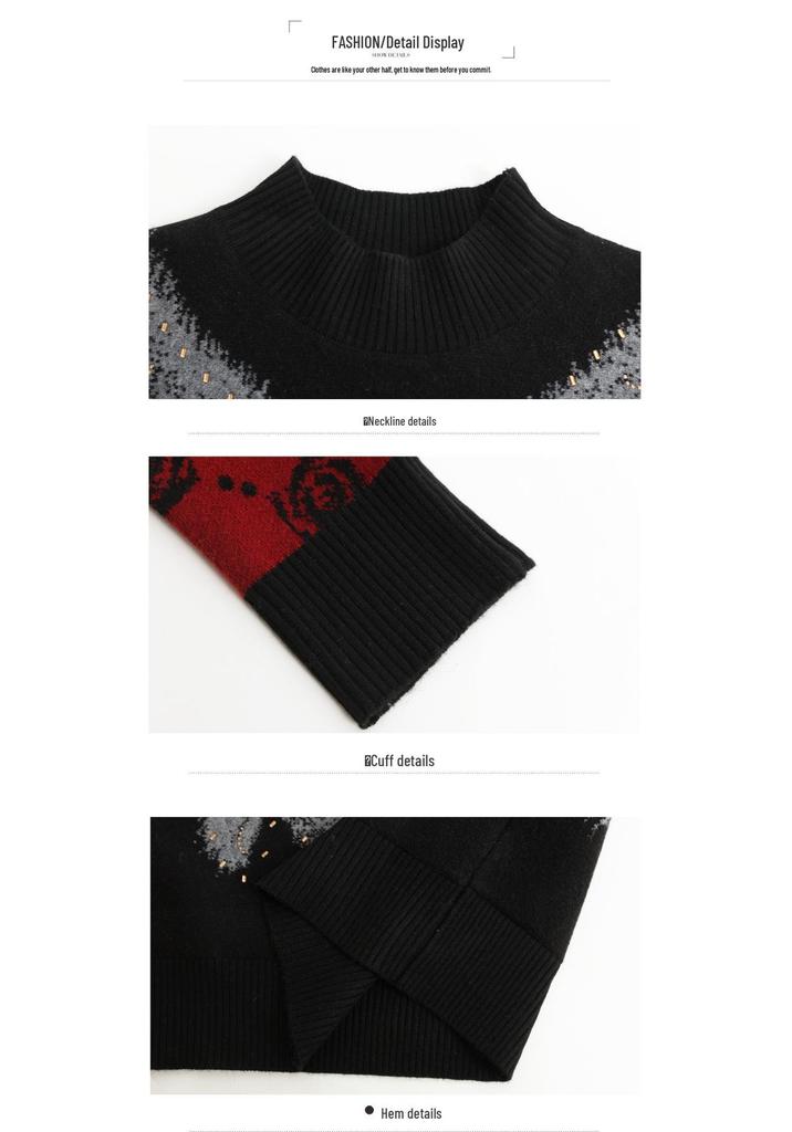 2026 Stylish Warm Winter Sweater for Middle-Aged Women - Half-High Collar Base Layer