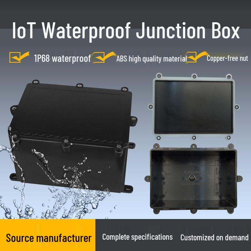IP68 High-Temperature Resistant Waterproof Junction Box with Ears - Plastic Outer Shell for Secure Power Monitoring Wiring.