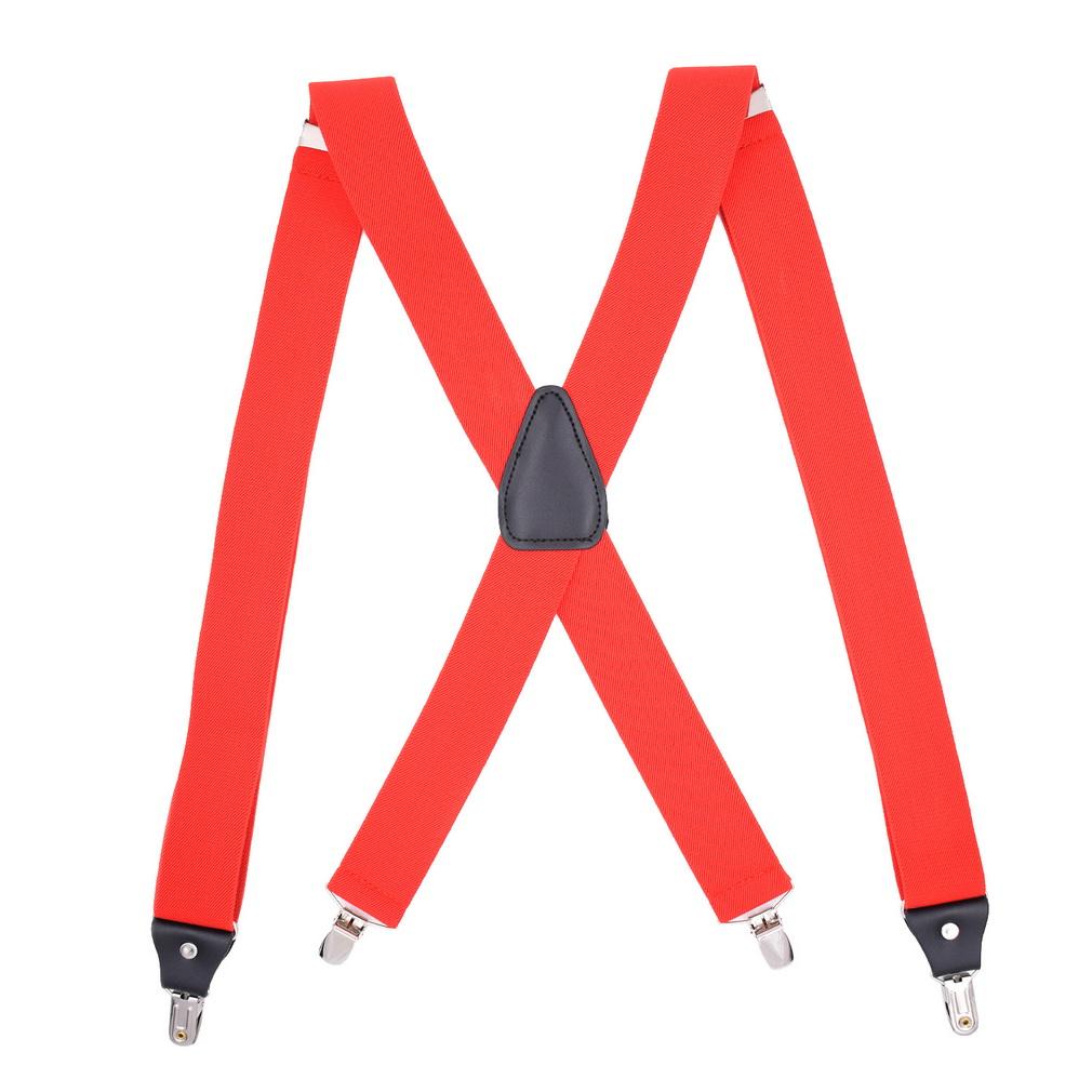 Men Adjustable X-Back Suspenders Elastic 4 Strong Clips Heavy Duty Trouser Braces