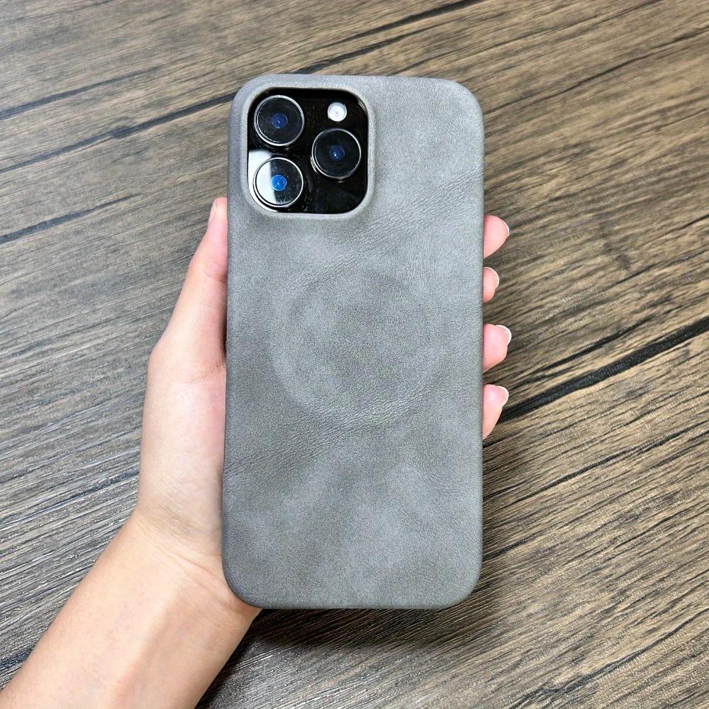 Luxury Magnetic Wireless Charge Phone Case for Iphone 16 15 14 13 Pro Max Faux Leather Protection Cover