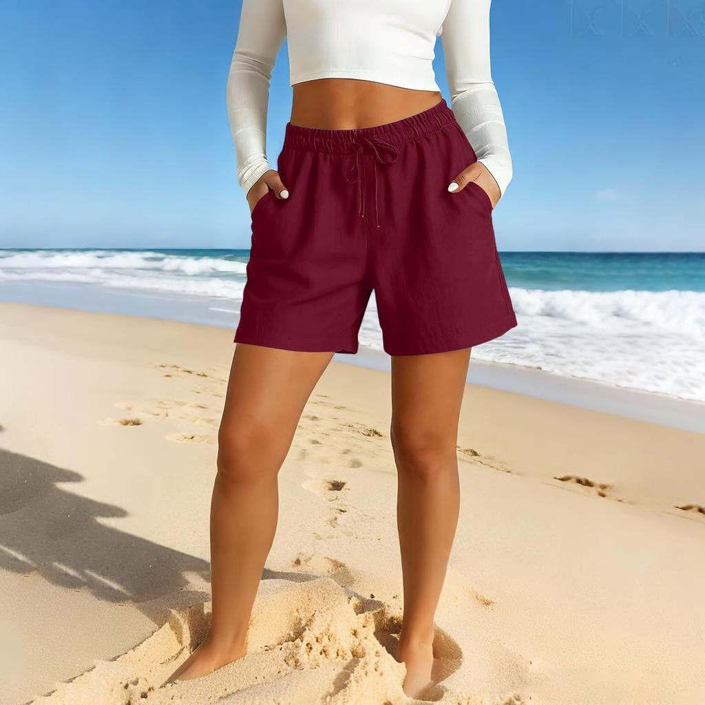 Women's Color Color Pocket Drawstring Casual Shorts