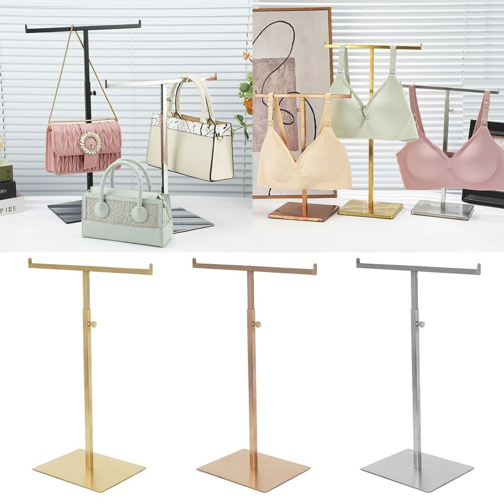 Stainless Steel Bag Show Shelf Gold Silver Height Adjustable Metal Display Risers Handbag Display Shelf