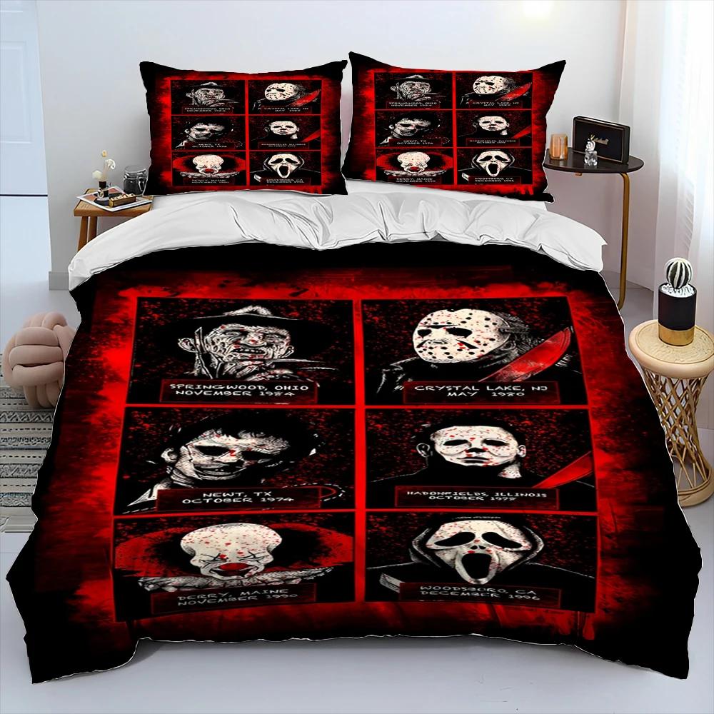 Anime Movie Duvet Cover Character Chucky Saw Comforter Bedding Set,Bed Set Quilt Cover Pillowcase,King Queen Size Bedding Set
